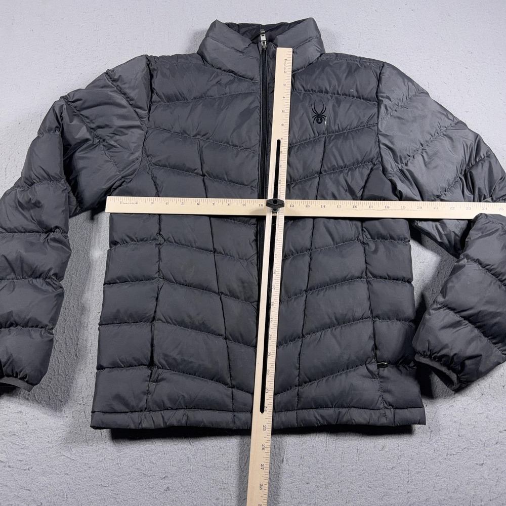 Spyder Down Puffer Jacket Men Small Quilted Full Zip  Gray Outdoor Hiking - Picture 4 of 11